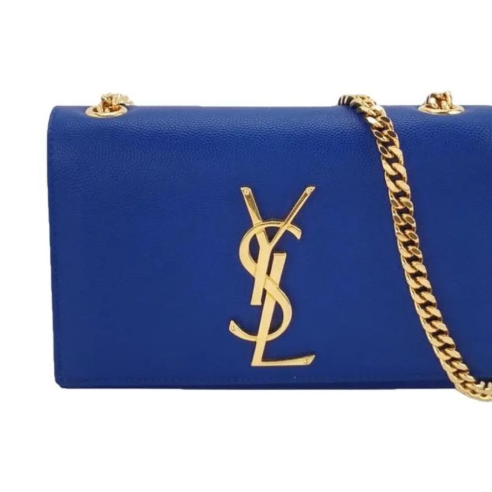 Yves Saint Laurent YSL Royal Blue Clutch Kate chain crossbody bag